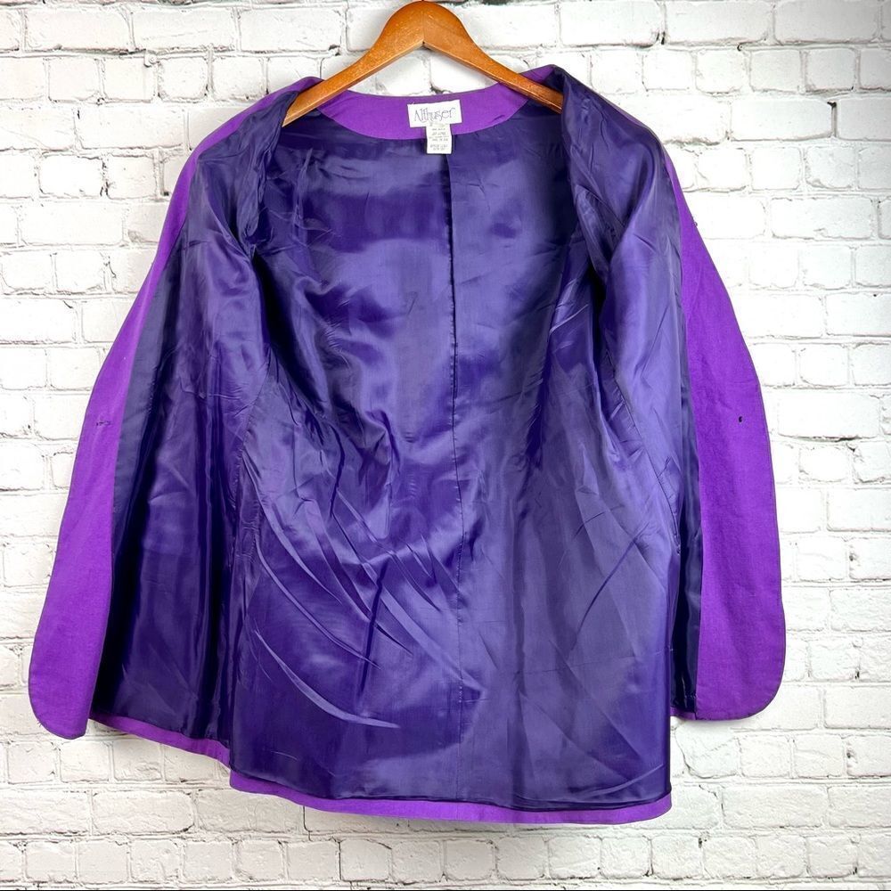 Vintage 90s Althuser Grape/Violet Geometric Shape Embroidered Funky Blazer M - Picture 9 of 13